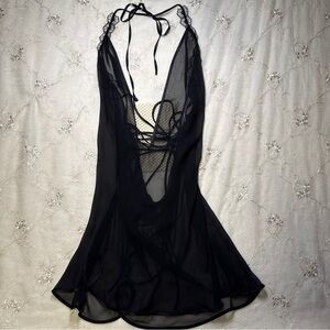 vintage y2k victoria’s secret “very sexy” black mesh lingerie dress – size med